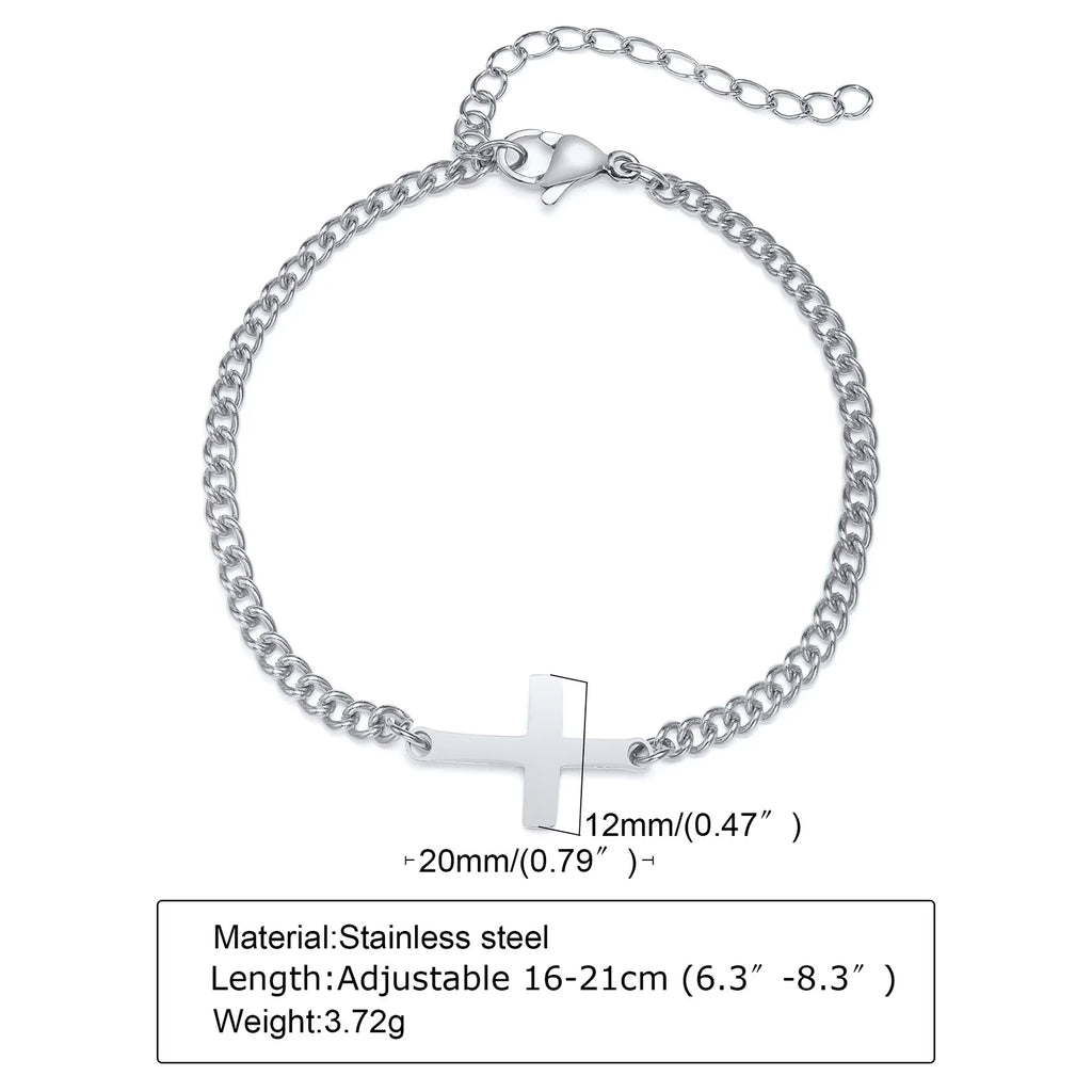 Stainless Steel Cross Religious Christian Bracelets for Men Boys,Wristband Jewelry,Gifts for Him