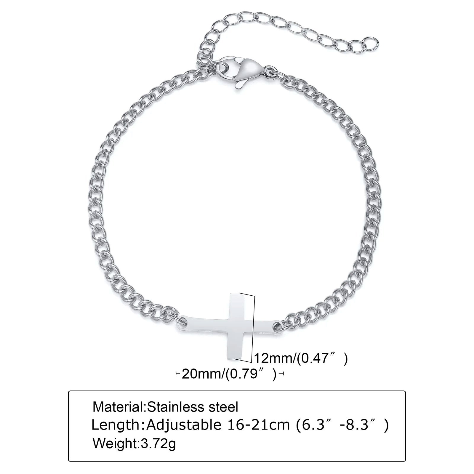 Stainless Steel Cross Religious Christian Bracelets for Men Boys,Wristband Jewelry,Gifts for Him
