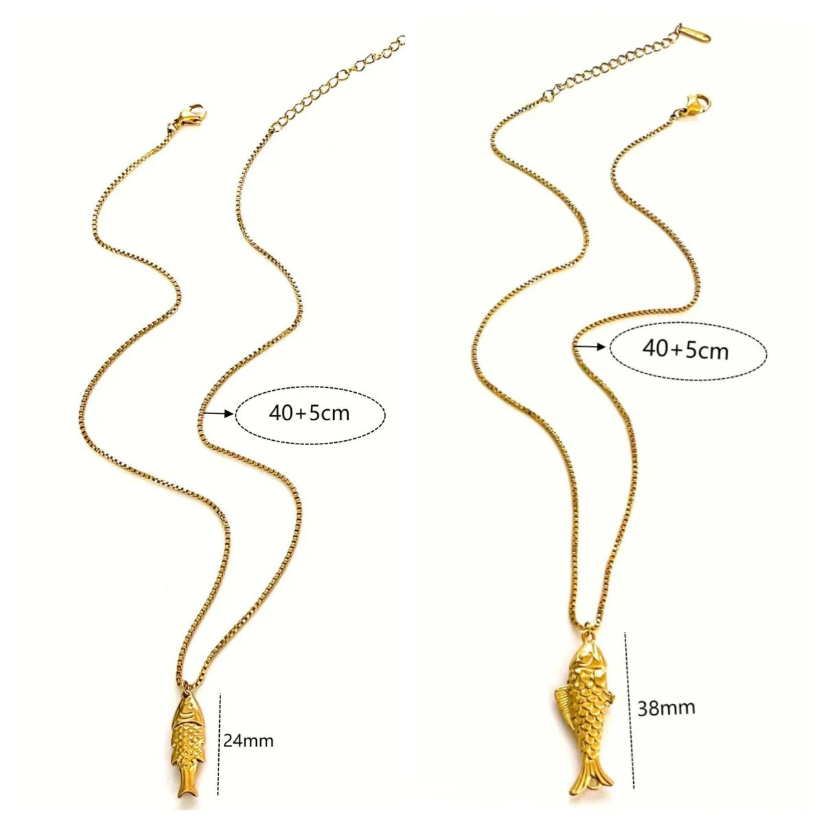 1/2pcs/Lot Cute Stainless Steel Gold Plated Small Fish Pendant Necklace for Women New Waterproof Beach Party Jewelry Summer Gift