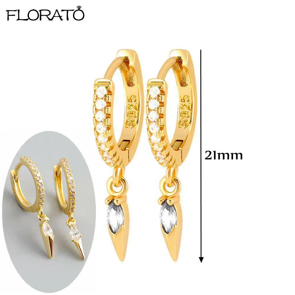 925 Sterling Silver Needle Punk Spike Rivet Hoop Earrings For Women Huggie Earrings Ear Cuff Piercing Earring Gothic Jewelry