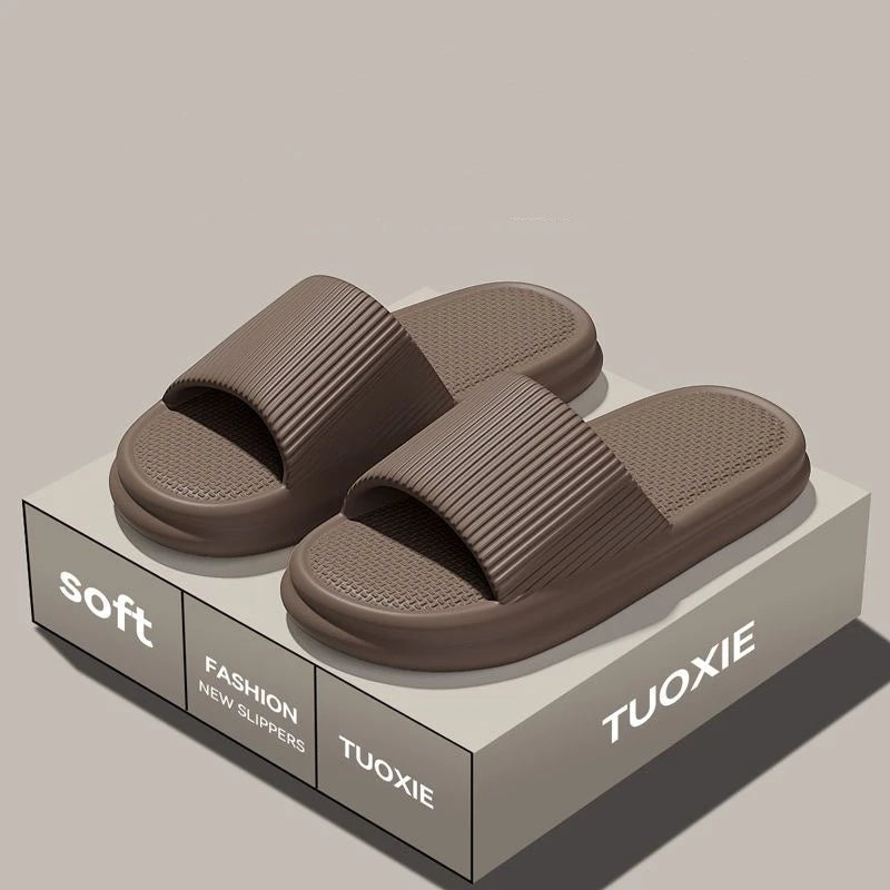 Women Summer Concise EVA Slippers Men Soft Home Slides Couples Bathroom Non-slip Sandals Adults Comfortable Outdoor Beach Shoes