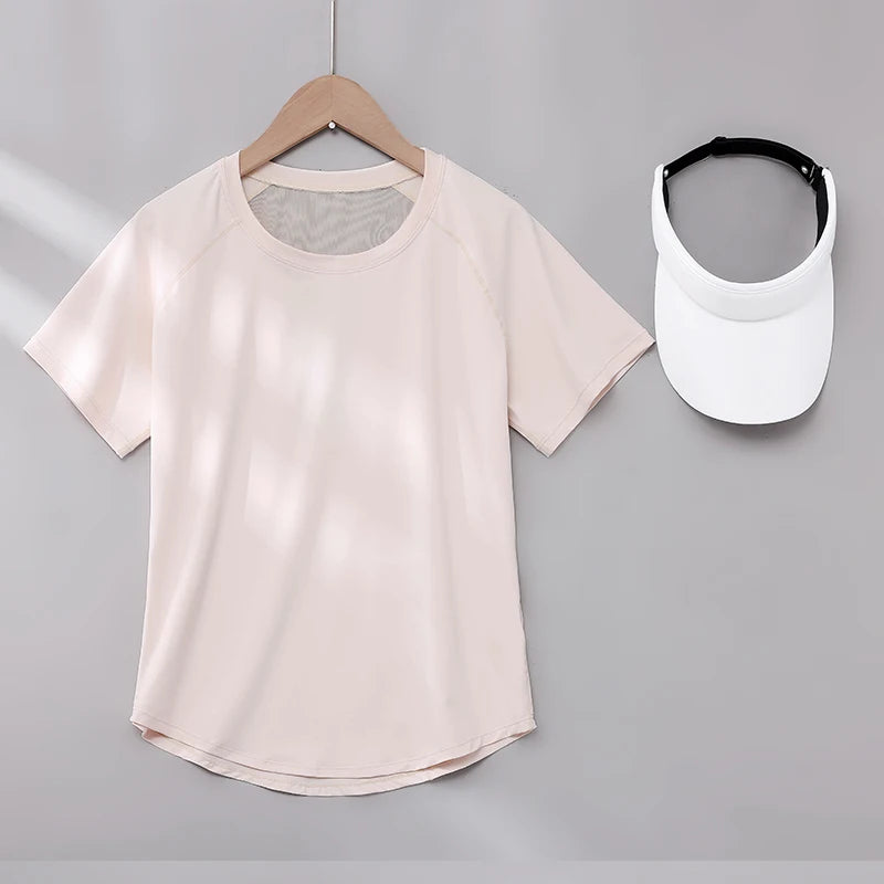 DRUR Yoga Tops - Quick Dry Short Sleeve Workout T-Shirt