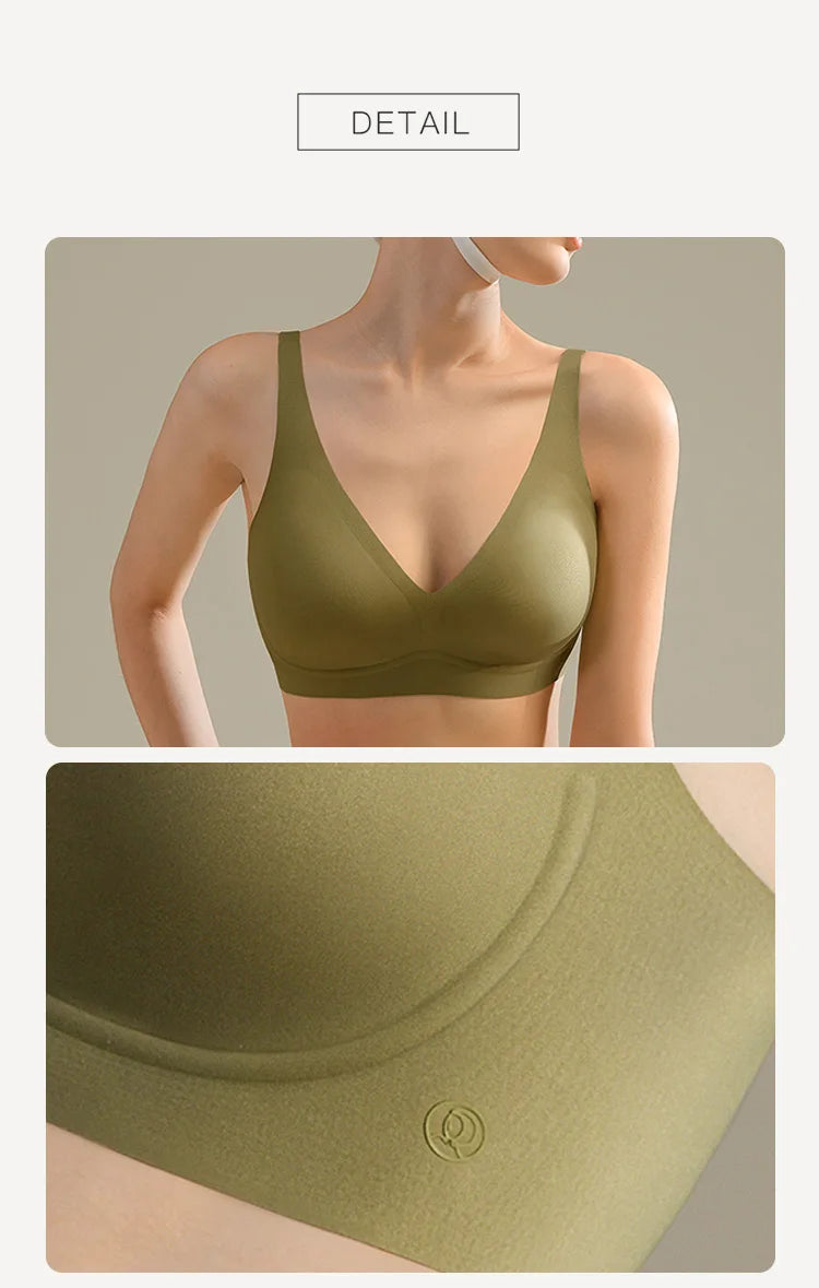 SUJIIN Sexy Push Up Bra - Seamless Wireless V Neck Bralette