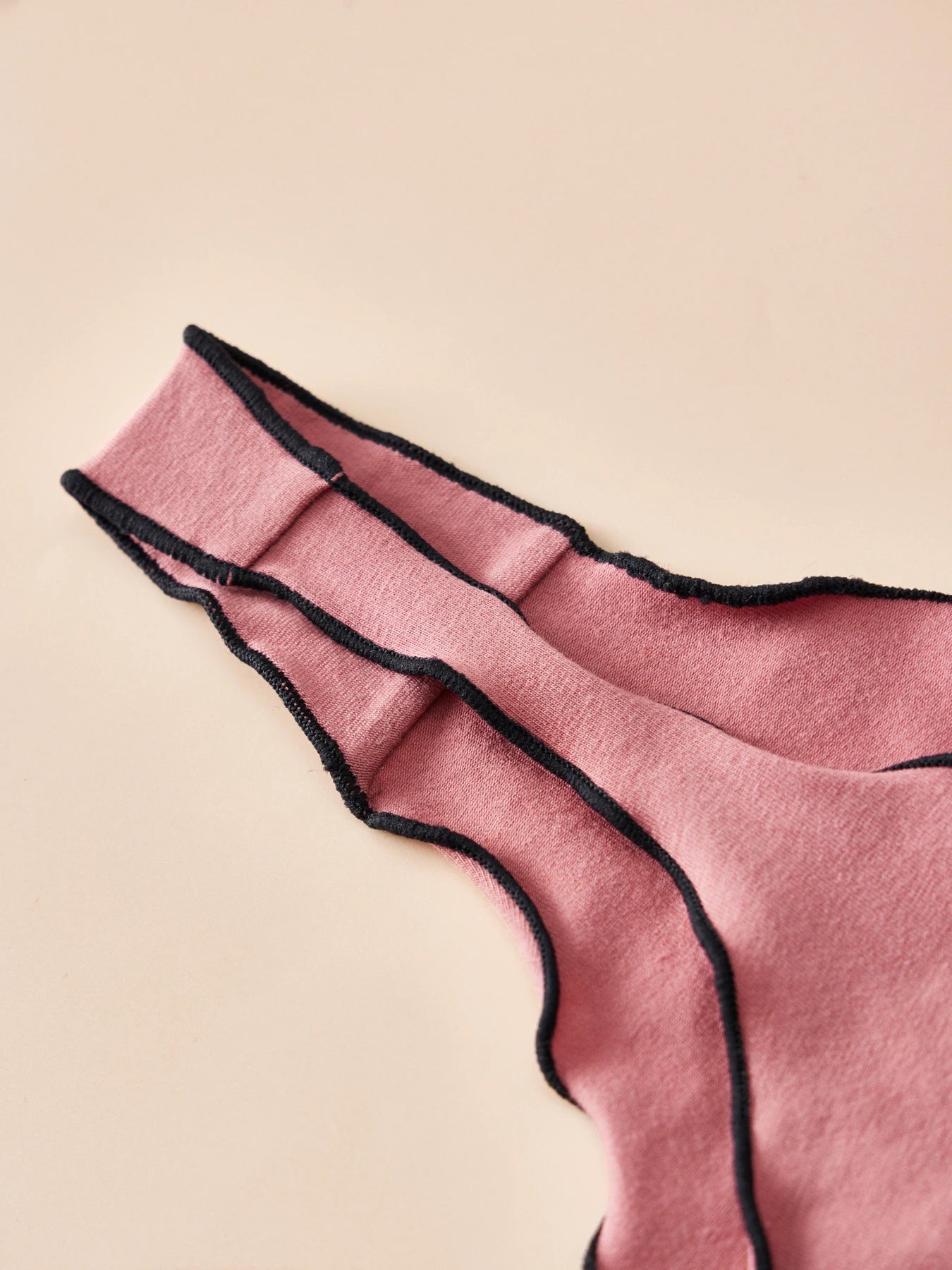 4pcs women's cotton solid color thong sexy comfortable women's underwear daily breathable T-back knitted bow cute girl low-waist