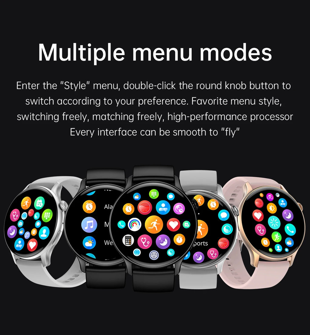 New Smart Watch Women 466*466 AMOLED Screen Always Display Time NFC Bluetooth Call Fashion IP68 Waterproof Sports Men Smartwatch