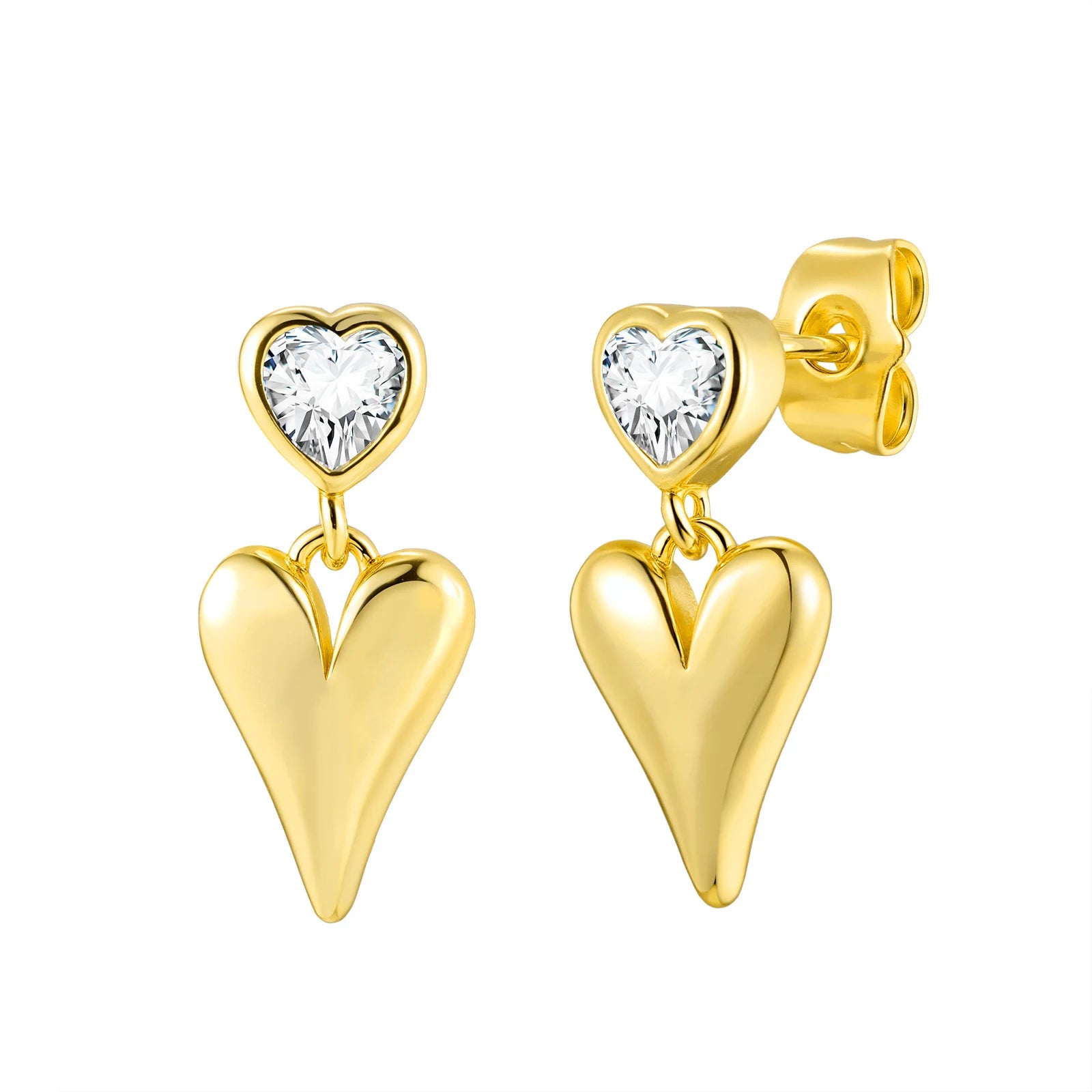 Cubic Zirconia Heart Love Dangle Earring for Women,18k Gold-plated Waterproof Jewelry