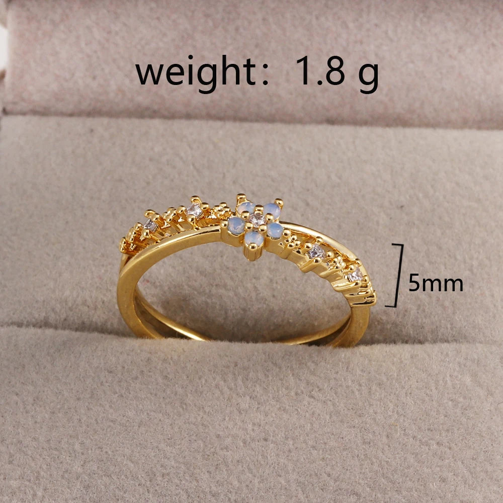 Fashion Moon Heart Flower Butterfly Rings For Women Sweet Girls Exquisite Shiny Rhinestone Crystal Open Ring 2025 Romantic Jewel