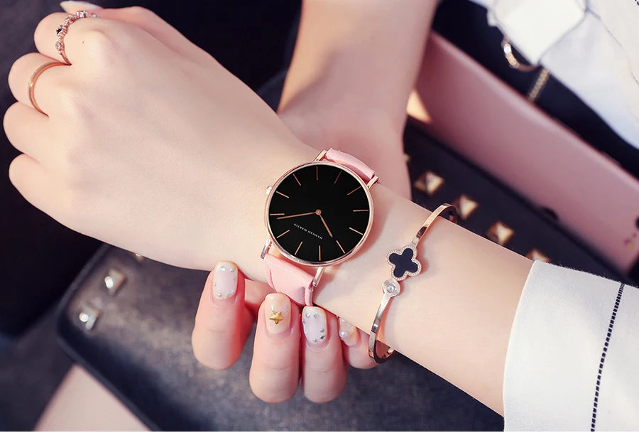 Hannah Martin Hot Fashion Simple Japan Quartz Movement Watch Leather Strap Clock Women Analog Waterproof Wrist watch Reloj Mujer
