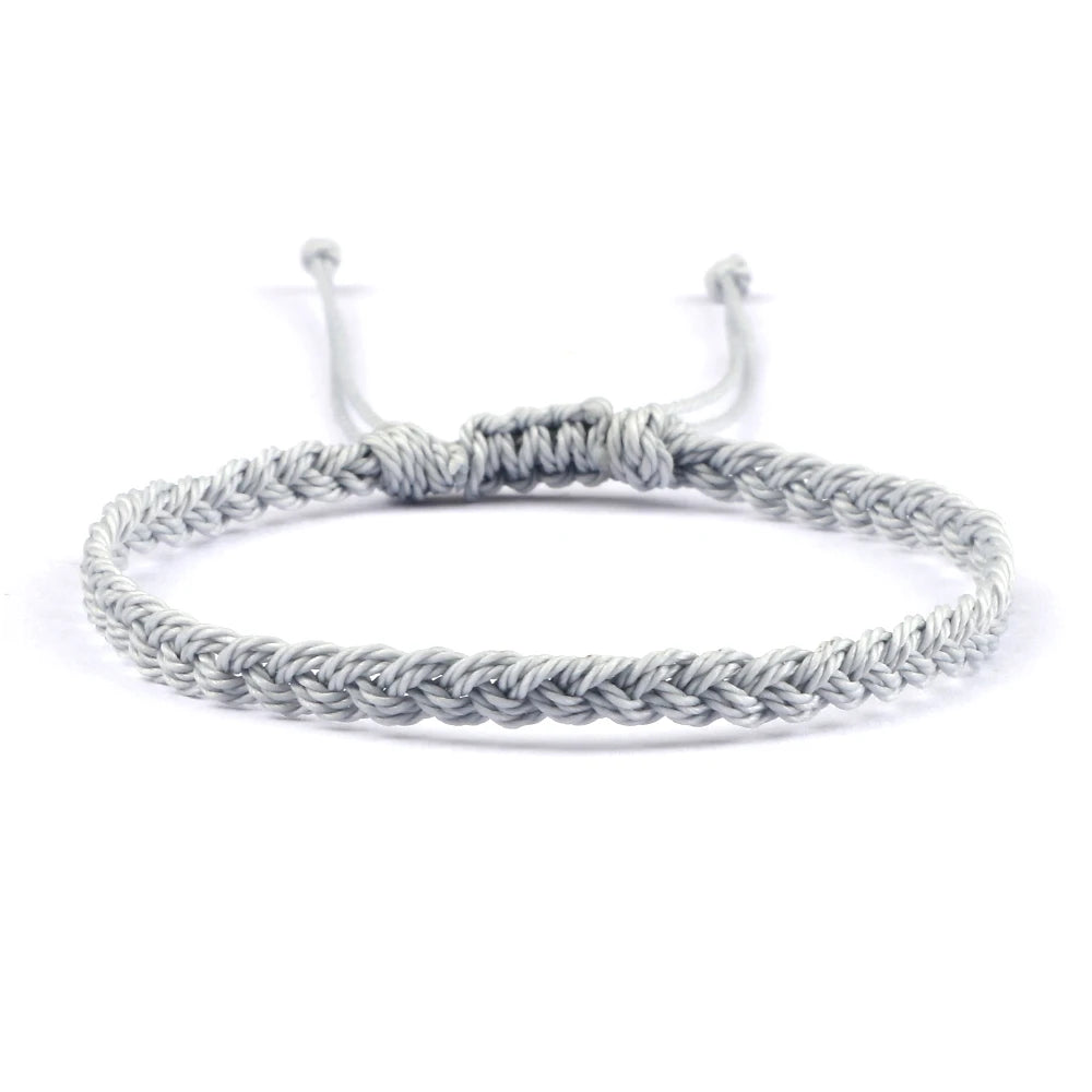 Classic Handmade Braided Bracelets for Women Men Pure Color Waxed Thread Braid Wristband Charm Bracelet Adjustable Jewelry Gifts