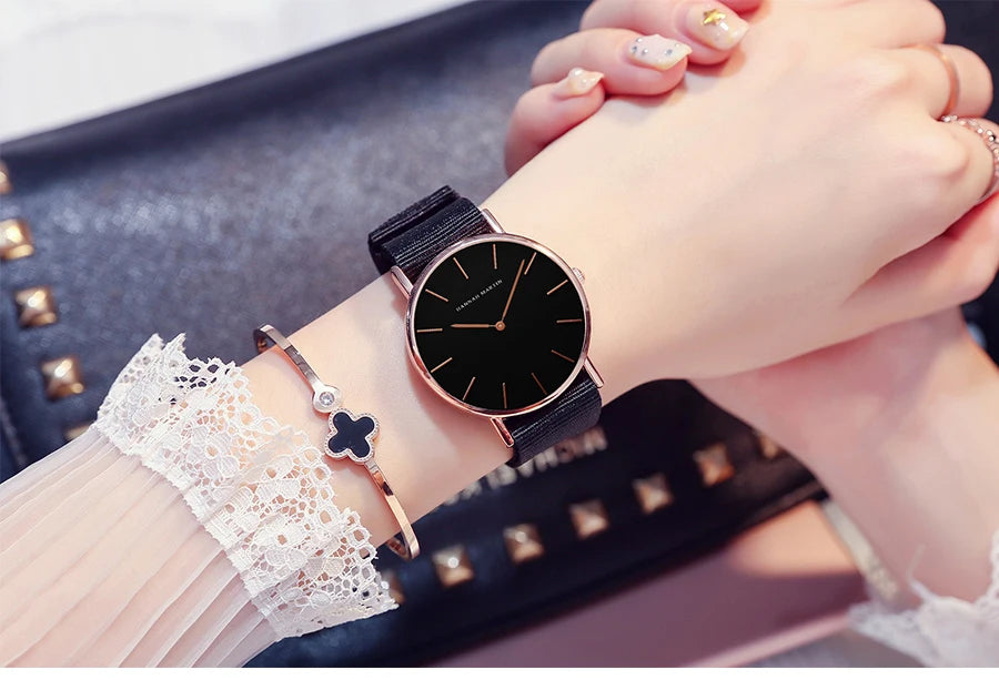 Hannah Martin Hot Fashion Simple Japan Quartz Movement Watch Leather Strap Clock Women Analog Waterproof Wrist watch Reloj Mujer