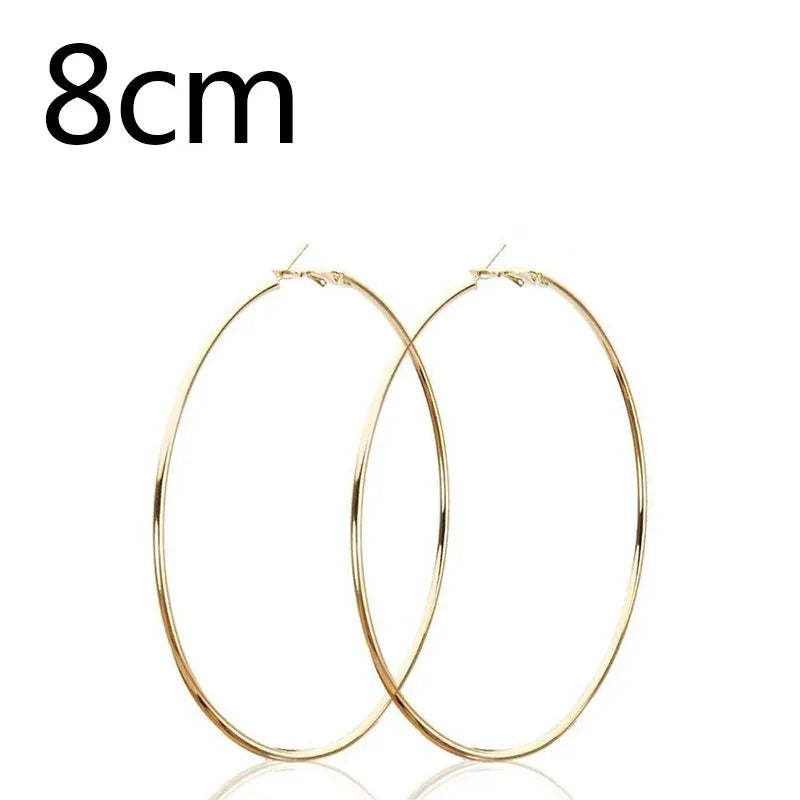 2pcs 30-100mm Small Big Circle Hoop Earrings for Women Men, Stainless Steel Ear Ring Fashion Jewelry Gift Nightclub DJ