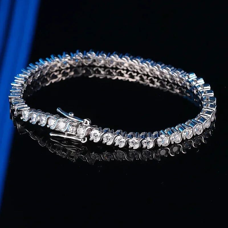 18K Gold Plated 3mm 4mm Tennis Bracelet Full Diamond 925 Silver Plated 18k Wedding Party Jewelry Bracelets for Women Man