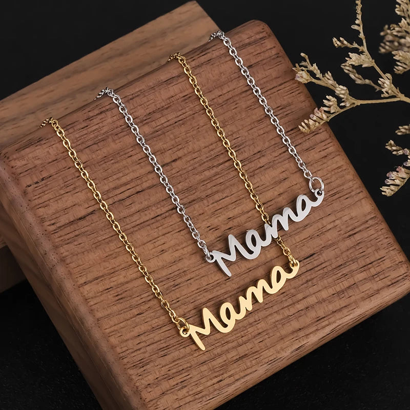 Mama Letter Pendant Necklaces Stainless Steel Necklaces Mother's Day Gift Fashion Necklace For Woman Jewelry Party Mom Gifts