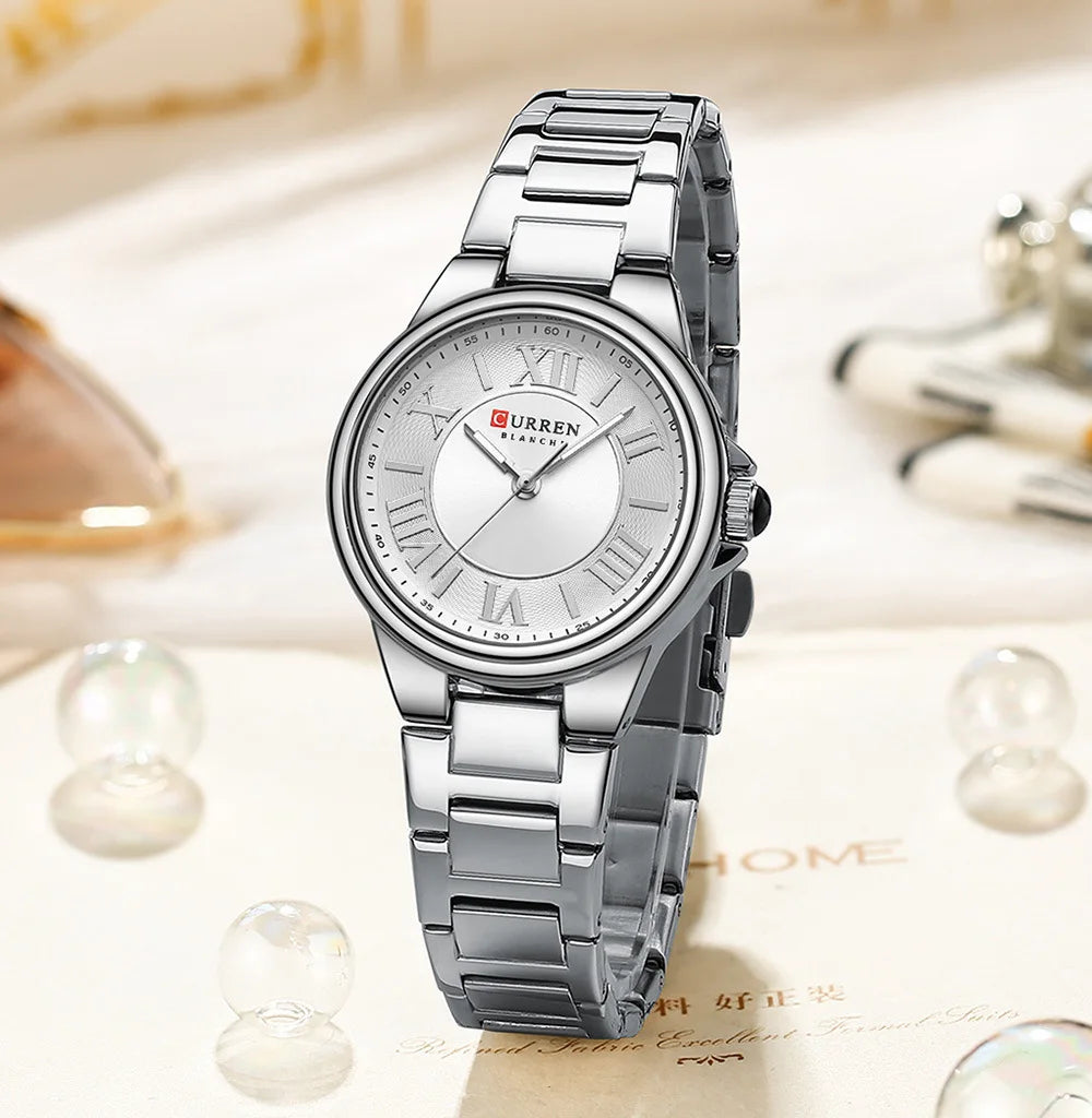 CURREN 9091 Rose Gold Watch - Elegant Steel Strap Ladies Quartz