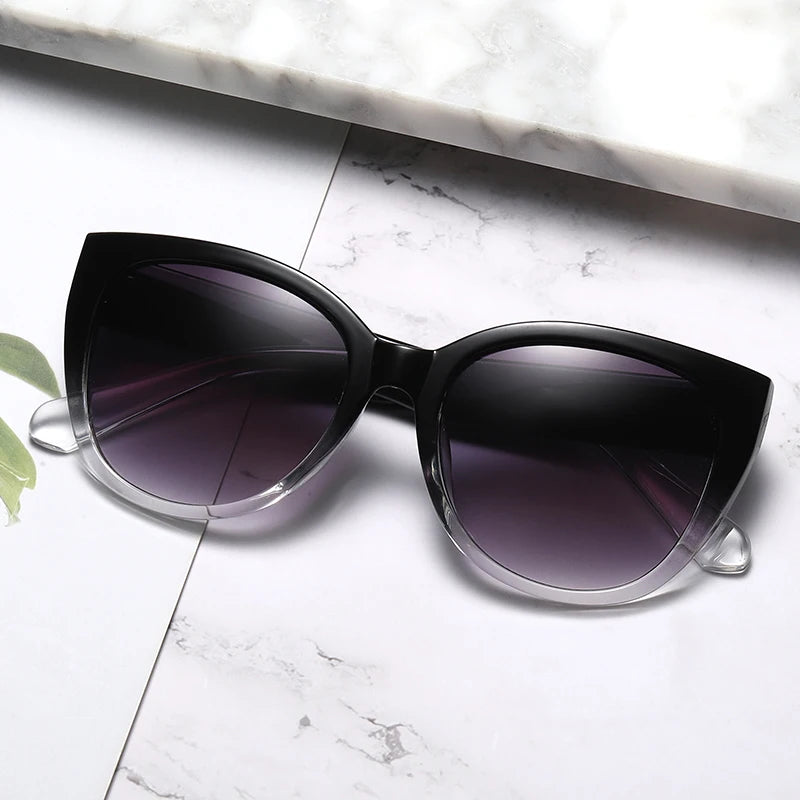 Retro Fashion Cat Eye Sunglasses - Simple Wide Leg Gradient UV400