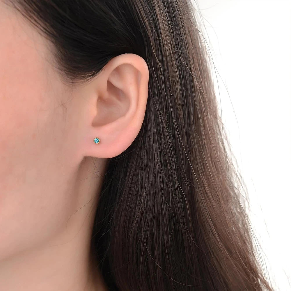 12 Pairs Ear Piercing Stud Earrings, Surgical Stainless Steel Multicolor Birthstone Stud Earrings for Ear Piercing Guns