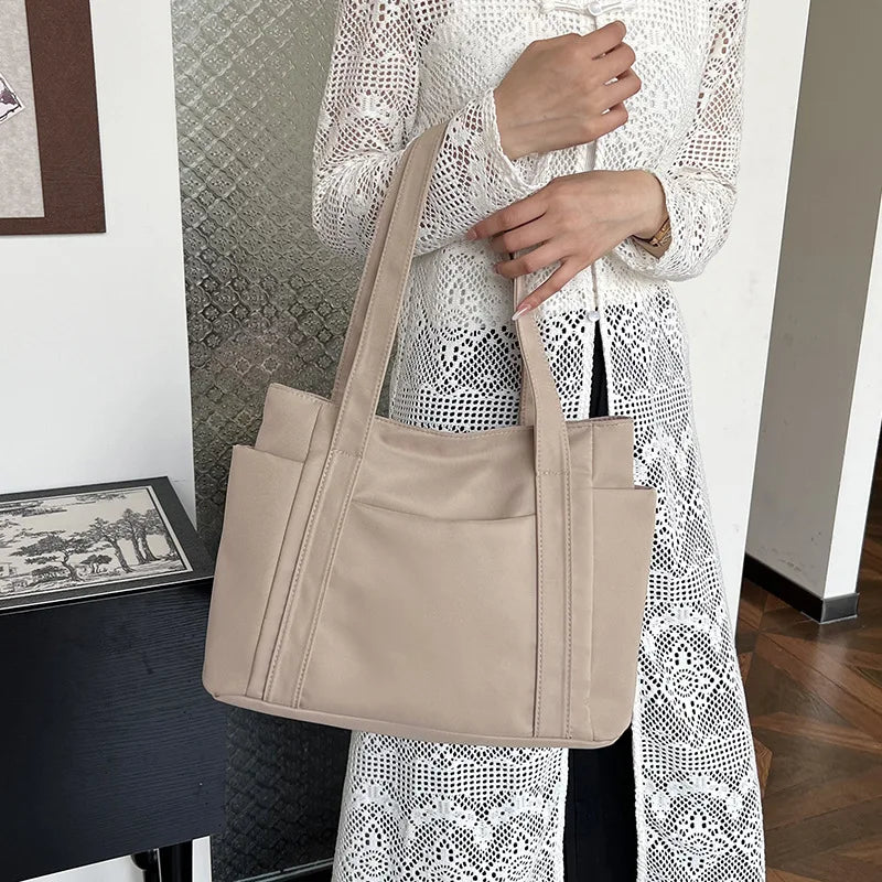 High Quality Commuting Tote Bag Simple Nylon Women's Shoulder Bag Large Capacity Student Class Handbag