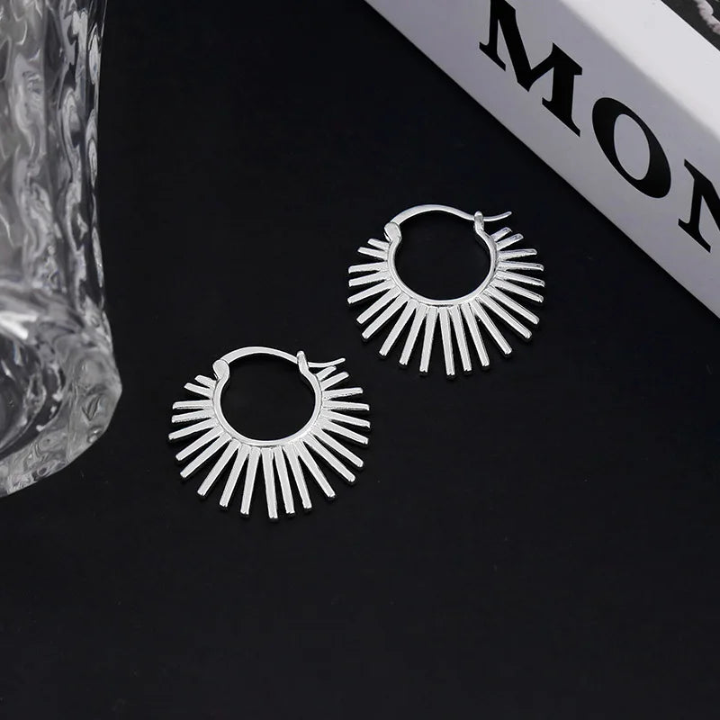 VENTFILLE 925 Sterling Silver CZ Star Moon Asymmetric Hoop Earrings for Women Girls Gold Silver Color Party Jewelry Gifts
