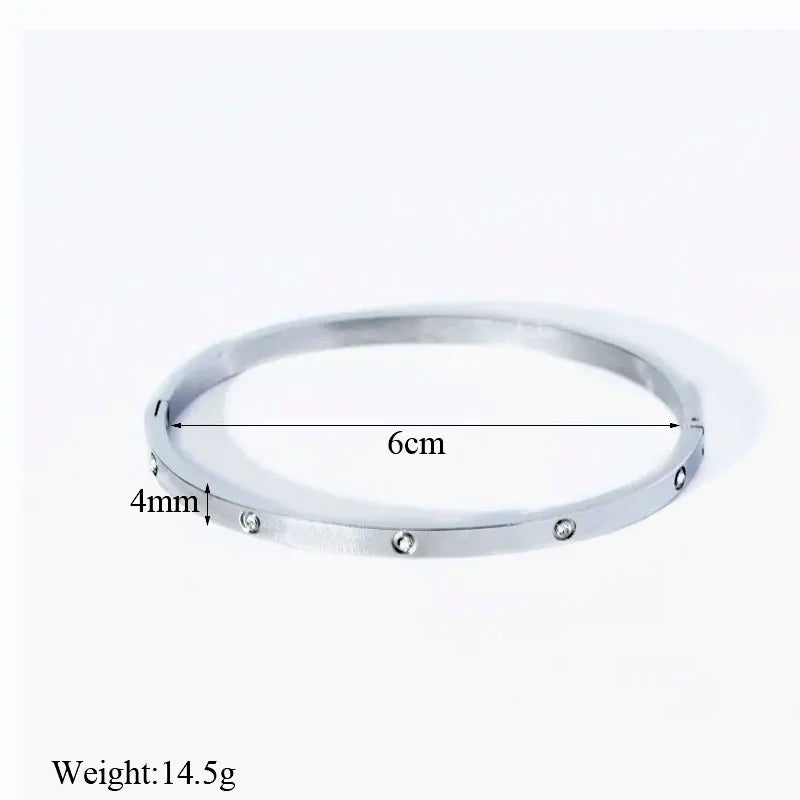 Fashion Design Gold Color Zircon And Cross Nut Nail Bangle Gold & Stainless Steel For Woman Bracelet buckle Classic jewelry