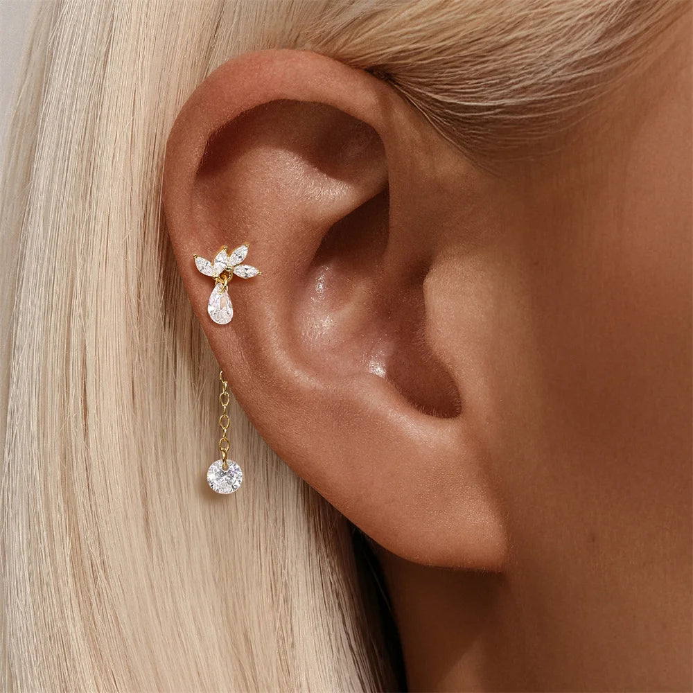 Aide 925 Sterling Silver 1piece Silver Color Thread Labret Upper Stud Earrings Cartilage Tragus Helix Piercing Studs Jewelry