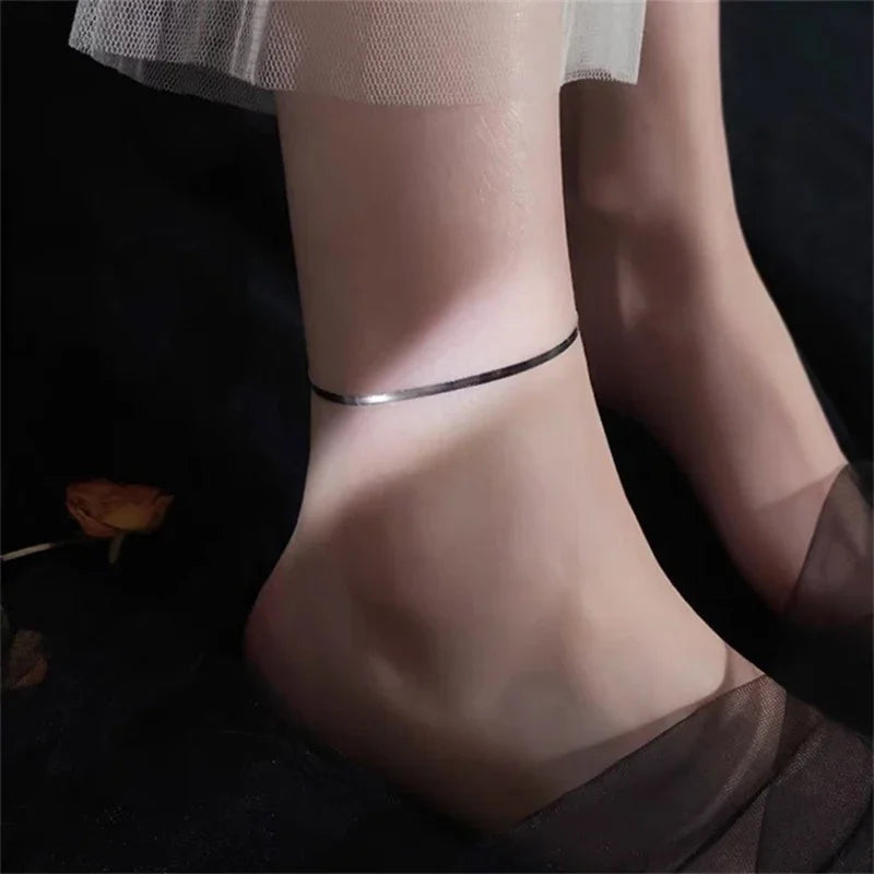 Teamer Snake Chain Anklet 3MM Stainless Steel Adjustable Chain Anklet Gifts for Women Girls Beach Jewelry Accessories Wholesale