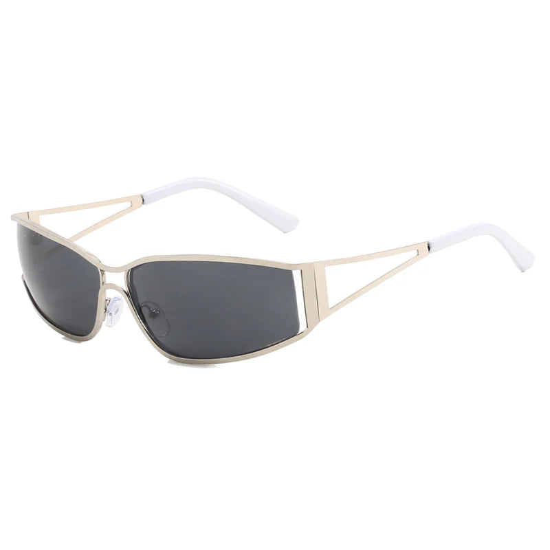 Y2K Oversized Steampunk Sunglasses - Designer Gradient Mirror Eyewear