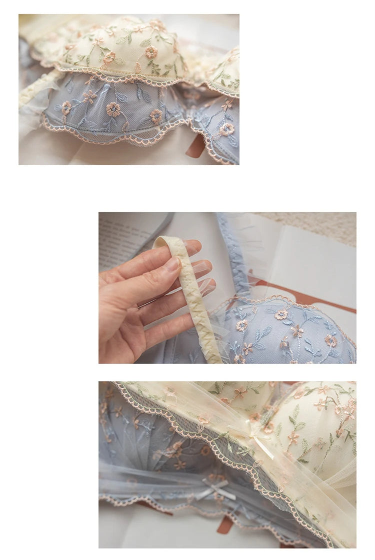 Small Breasts Gathered Women's Underwear Flat Chest Collection Side Breast Anti-sagging No Steel Ring Embossed Women's Bra