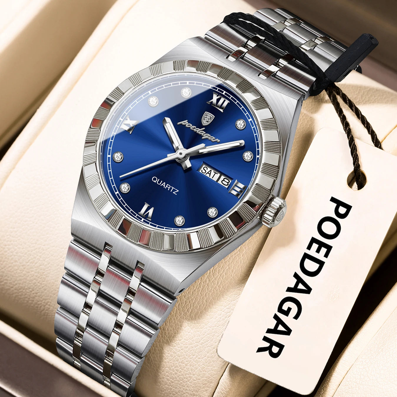 POEDAGAR Luxury Ladies Watch - Luminous Waterproof Week Date Stainless