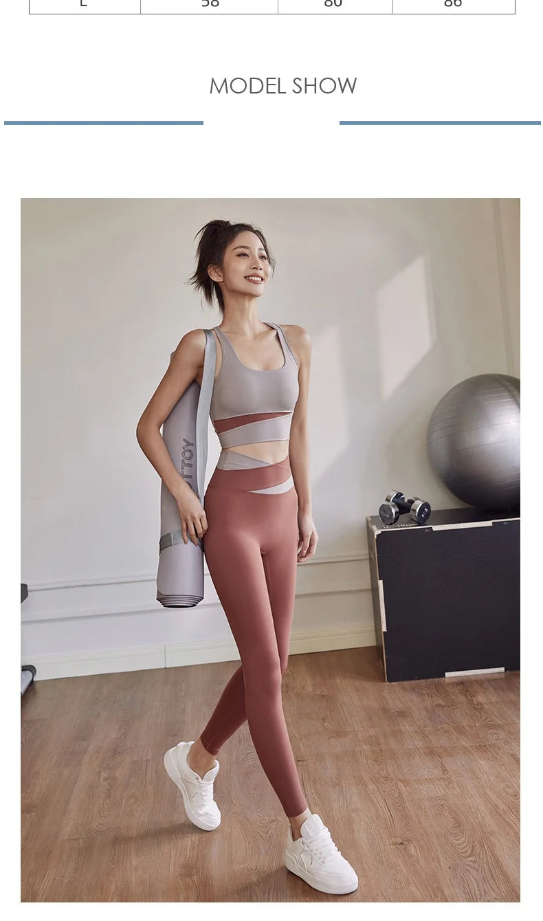 Two Piece Yoga Set Women Sportswear Suit Outfit Gym Leggings With Bra Pants Sports Bra Shorts For Fitness Clothing Workout Set