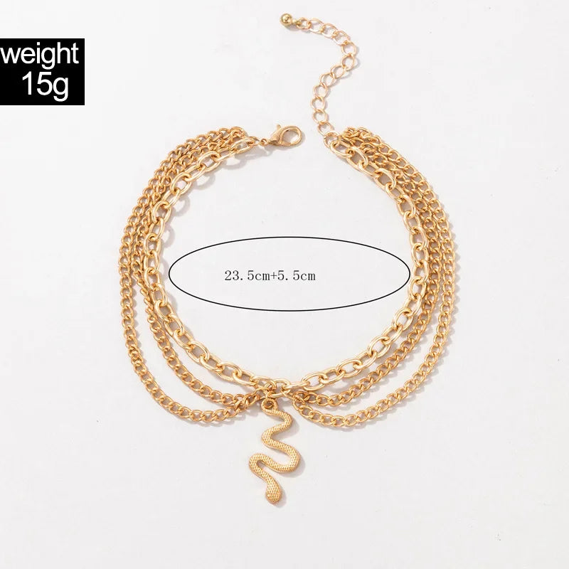 Classic Snake Multi-layer Anklet For Women Starfish Heart Shell Sexy Chain On Foot Leg Female Ankle Bracelet Beach Jewelry