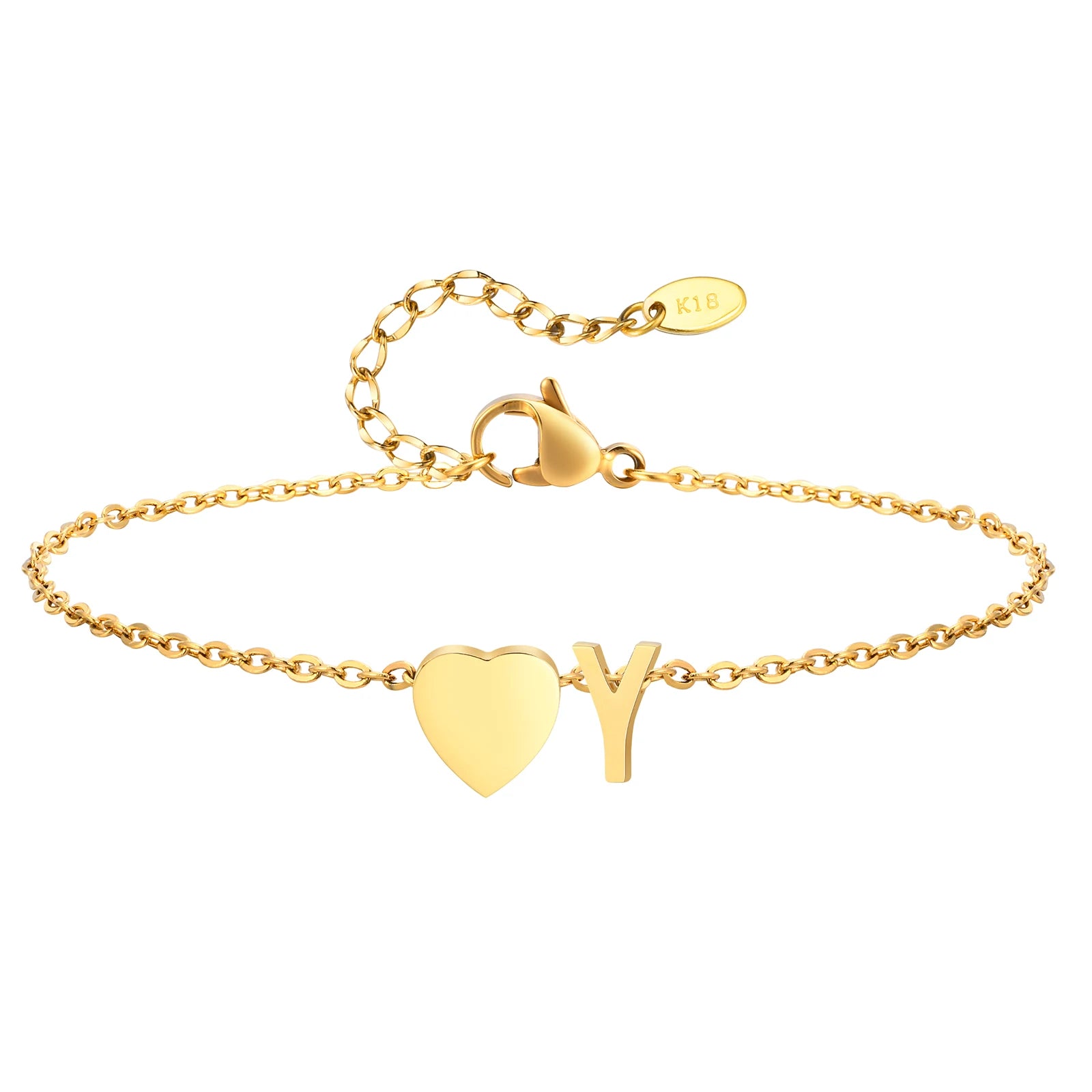 Women Heart Initial Anklet Bracelets Adjustable Beach Jewelry Hypoallergenic Stainless Steel Personalized Name Foot Chain Anklet