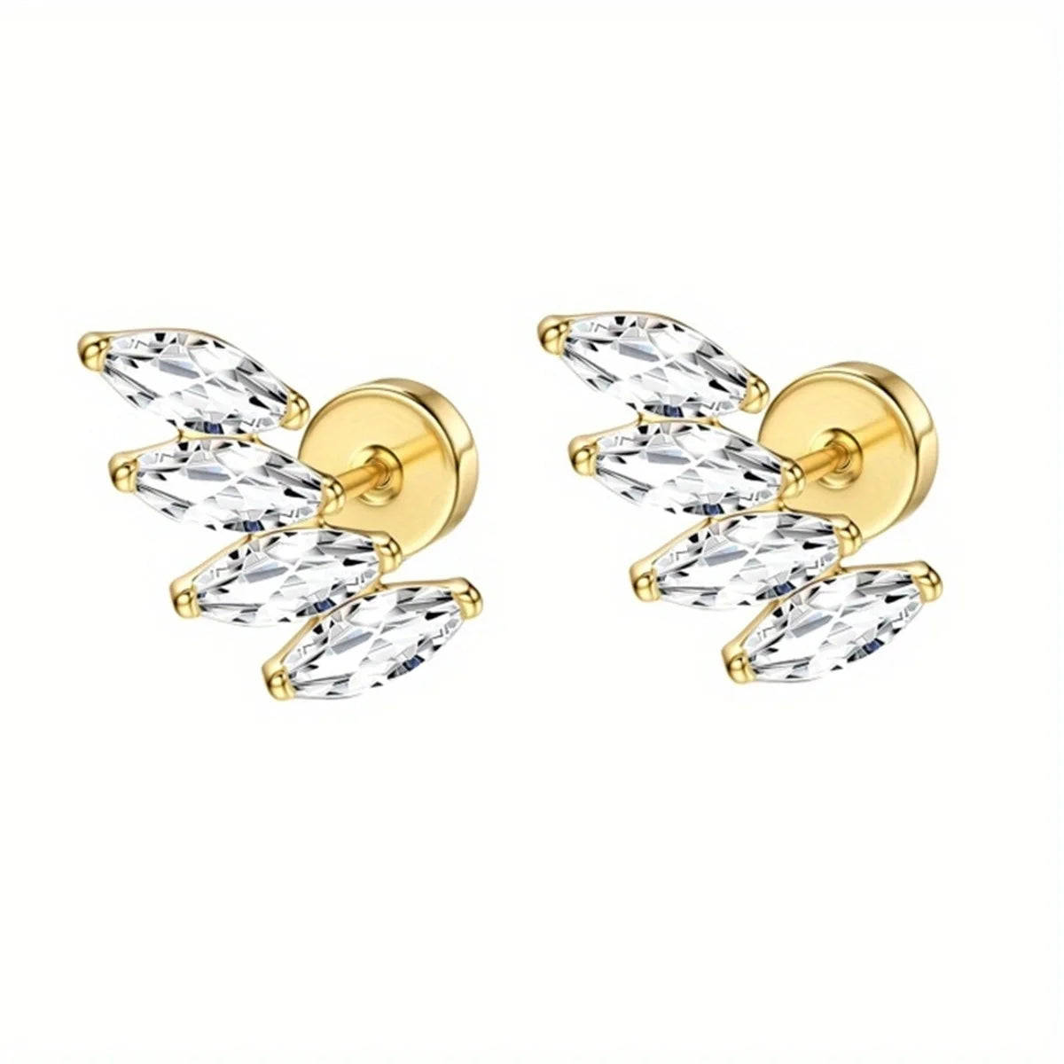 2/6Pcs 20G Novel Stainless Steel Hypoallergenic Flat Back Stud Earrings,Tiny CZ Cartilage Trgus Helix Percing Jewelry Set