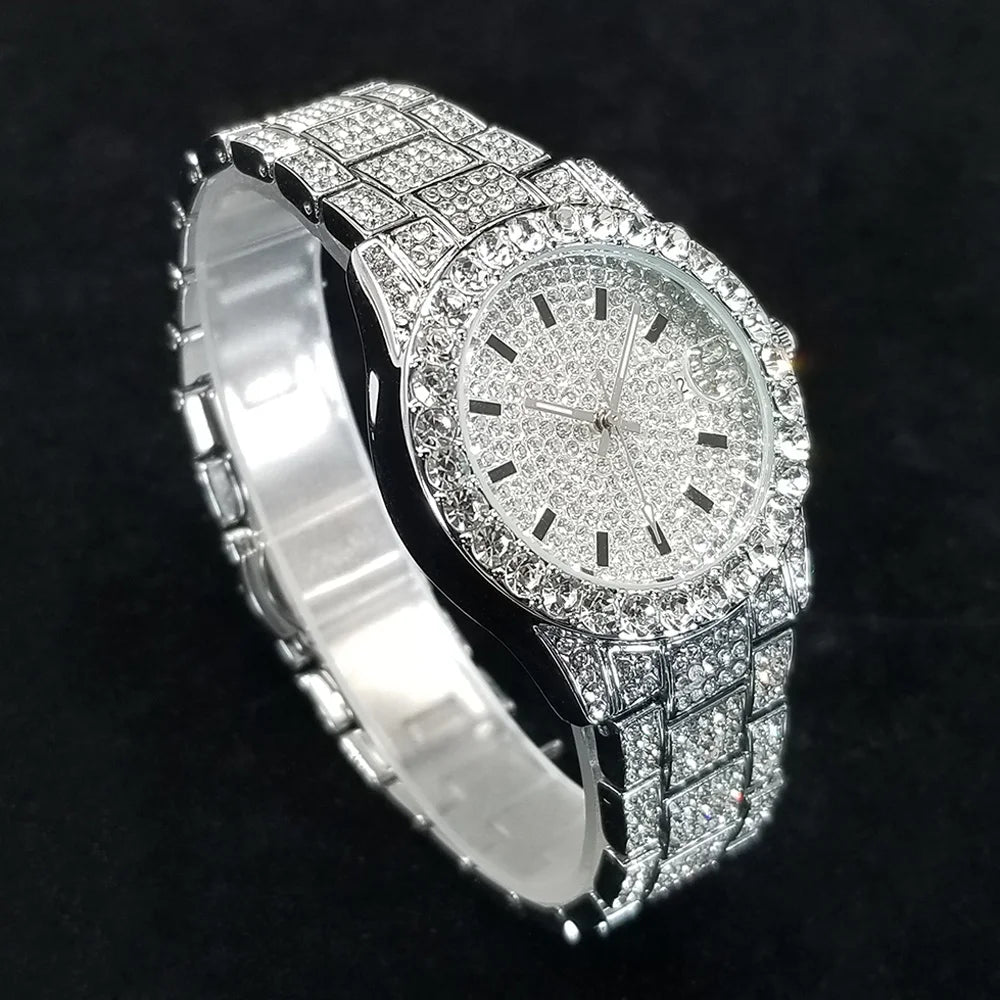 Classic Luxury Diamond Watches Women Fashion Bling Quartz Wristwatch Stainless Steel Iced Out Wedding Dress Accessories Watch