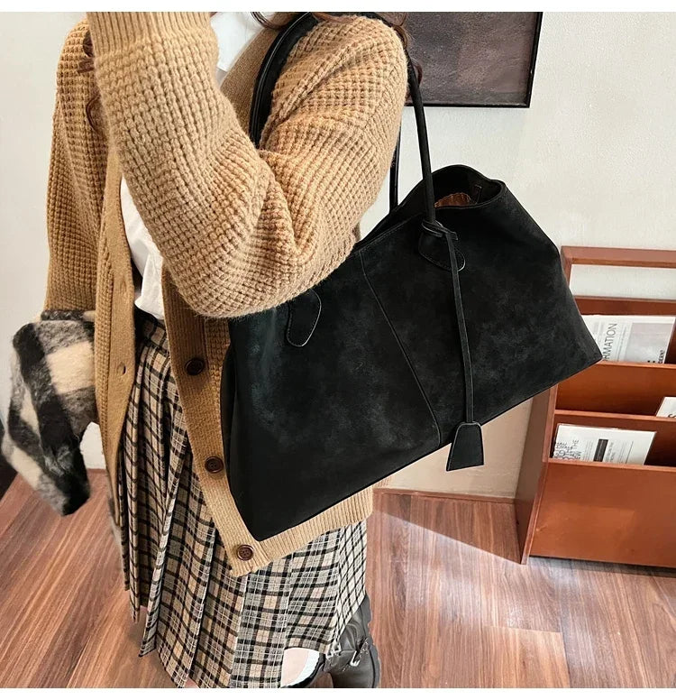 Faux Suede Solid Color High Quality Fashionable Versatile Handbag 2025 Women's Product Hot Selling  Large Capacity Shoulder Bag
