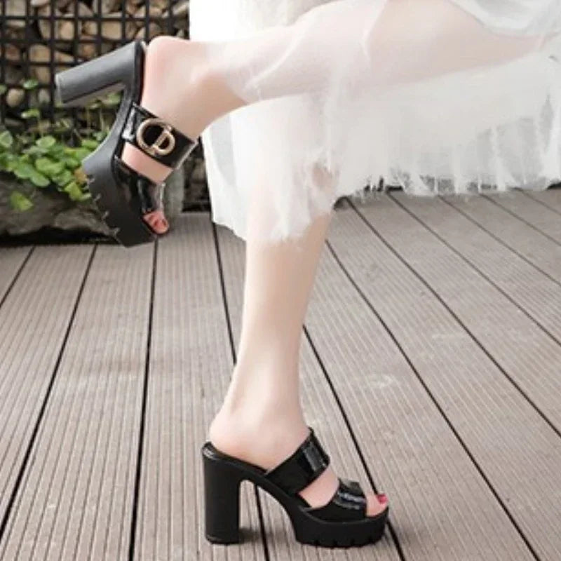 2024 New Slip-On High Heels - Platform Summer Slides Minimalist Sandals