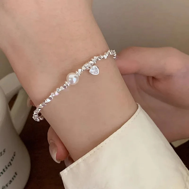 VENTFILLE 925 Sterling Silver Double Layer Pearl Bracelet for Women Girl Design Bead Korean Jewelry Dropshipping