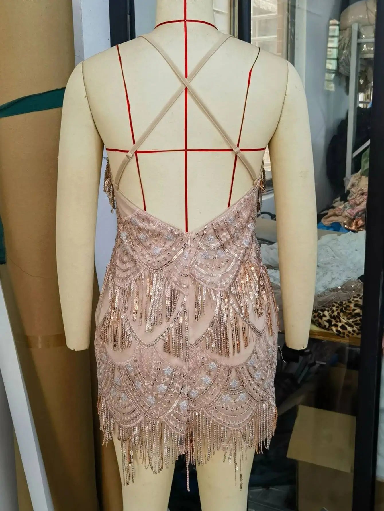 Black Backless Tassel Sequin Dress - Summer Party Evening Gown