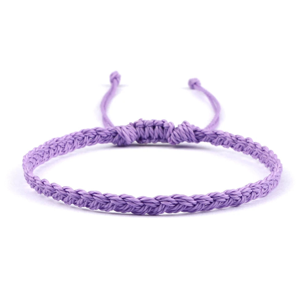 Classic Handmade Braided Bracelets for Women Men Pure Color Waxed Thread Braid Wristband Charm Bracelet Adjustable Jewelry Gifts