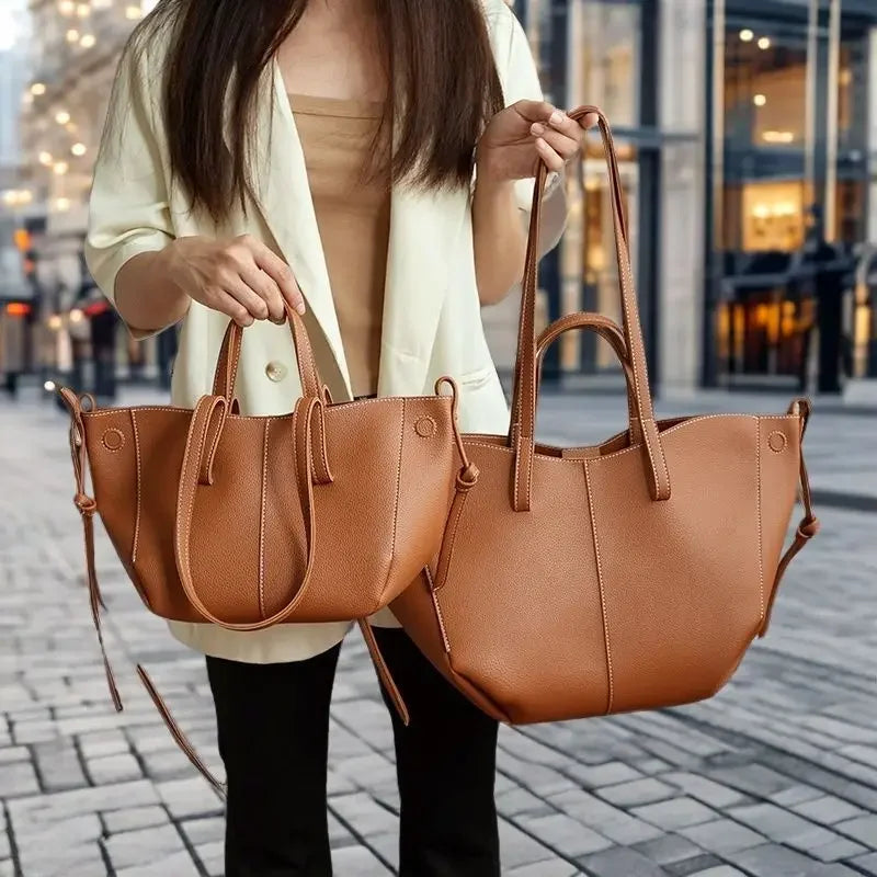 Fashionable Large Capacity Tote Bag Handbag Women's Single Shoulder Bag Brown New Arrival 2025 from France High Aesthetic Value