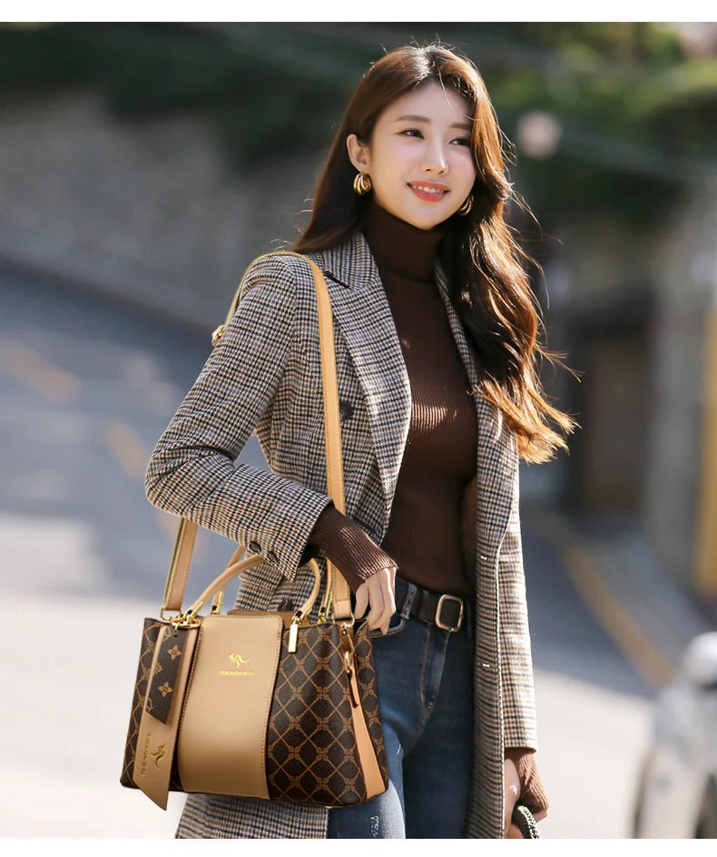 Luxury Print Leather Handbag - Large Capacity Crossbody Shoulder Bag