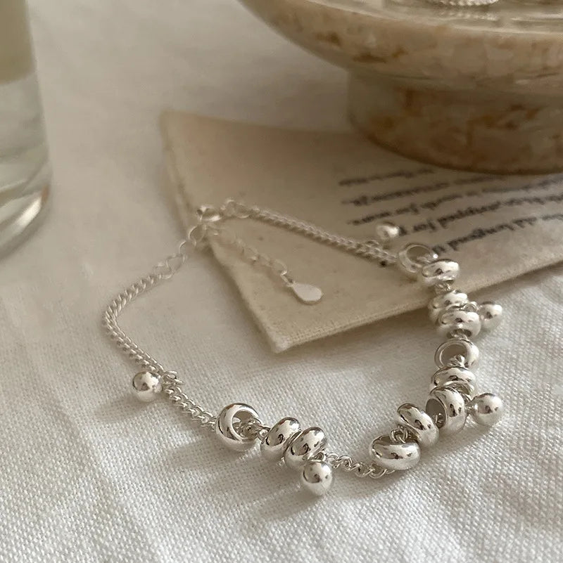 925 Sterling Silver Bracelet Geometric Cube Circle Punk Asymmetric Beaded For Woman Girl Fashion Jewelry Gift Dropship Wholesale