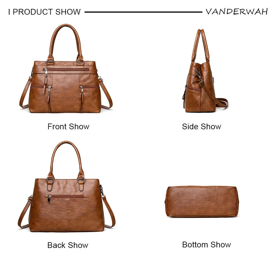 Elegant Handbag for Women High Quality Leather Top-Handle Bags Purse Ladies Shoulder Crossbody Bag Large Casual Tote 2025 Hot