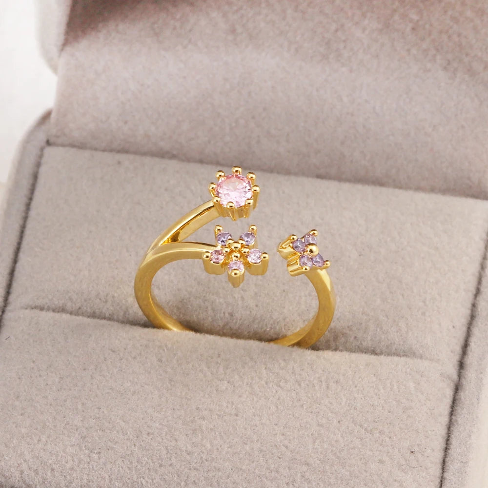 Fashion Moon Heart Flower Butterfly Rings For Women Sweet Girls Exquisite Shiny Rhinestone Crystal Open Ring 2025 Romantic Jewel