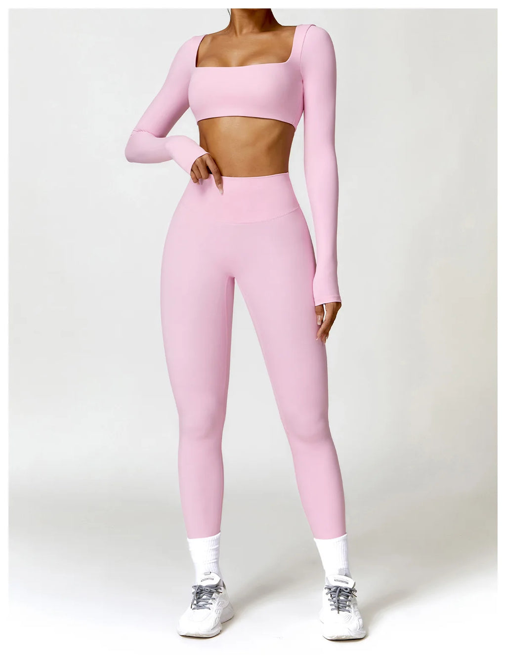 2PCS Yoga Set Women Gym Long Sleeve Sports Suits Fitness Bra Crop Top Workout Clothes Female Athletic Wear Legging Sportswear