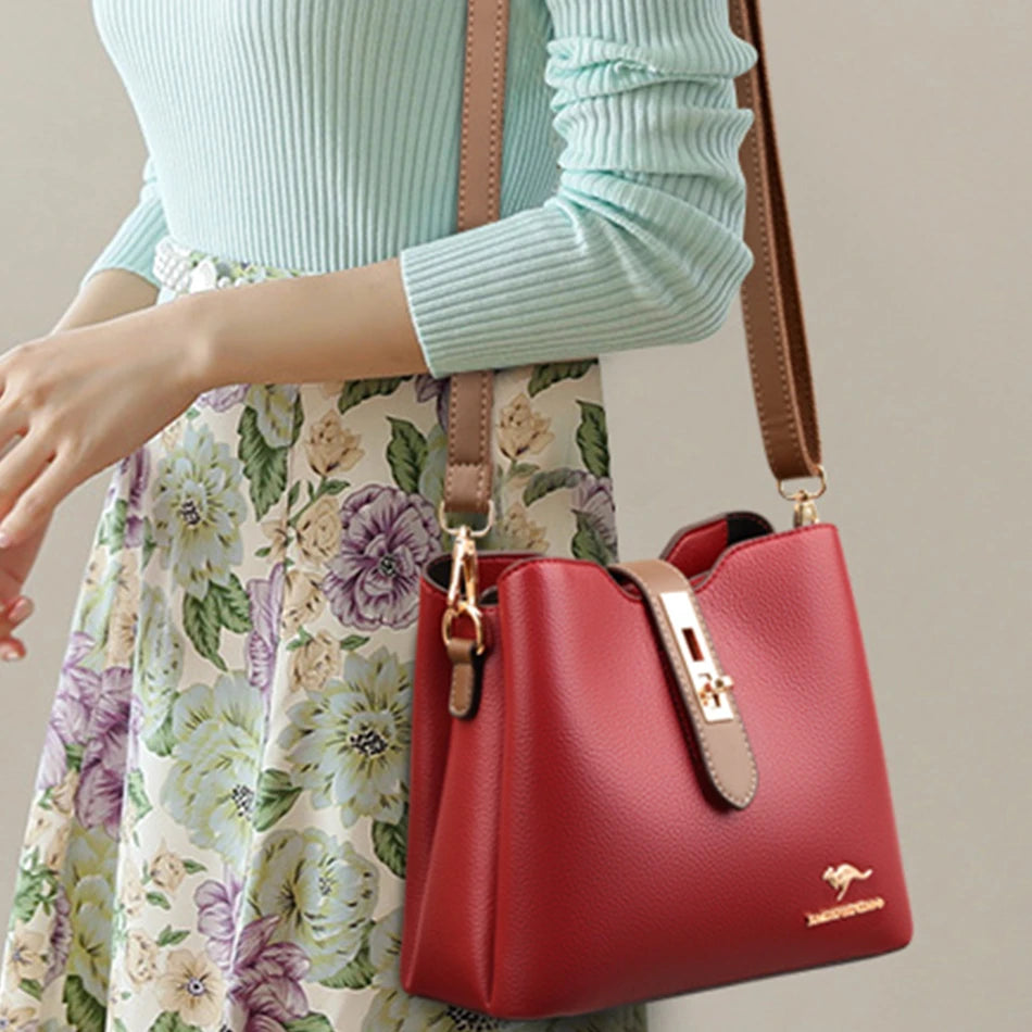 3-Layer Designer Handbag - Large Capacity Crossbody Messenger Bag