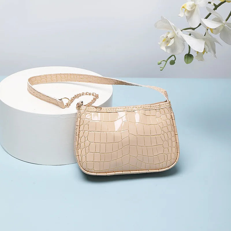 French Simple Solid Color PU Leather Shoulder Bag Fashion Versatile Handbag Underarm Bag For Women Hand Shoulder Bag