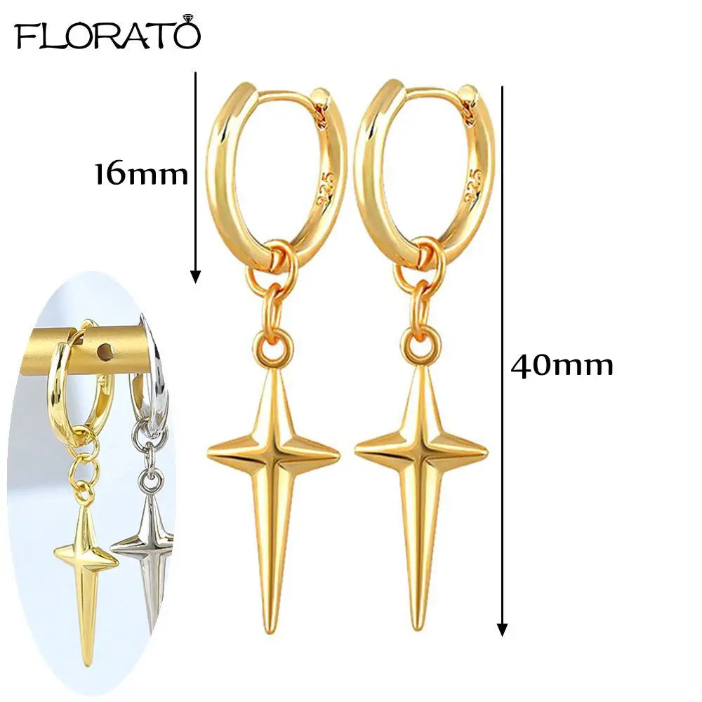 925 Sterling Silver Needle Punk Spike Rivet Hoop Earrings For Women Huggie Earrings Ear Cuff Piercing Earring Gothic Jewelry