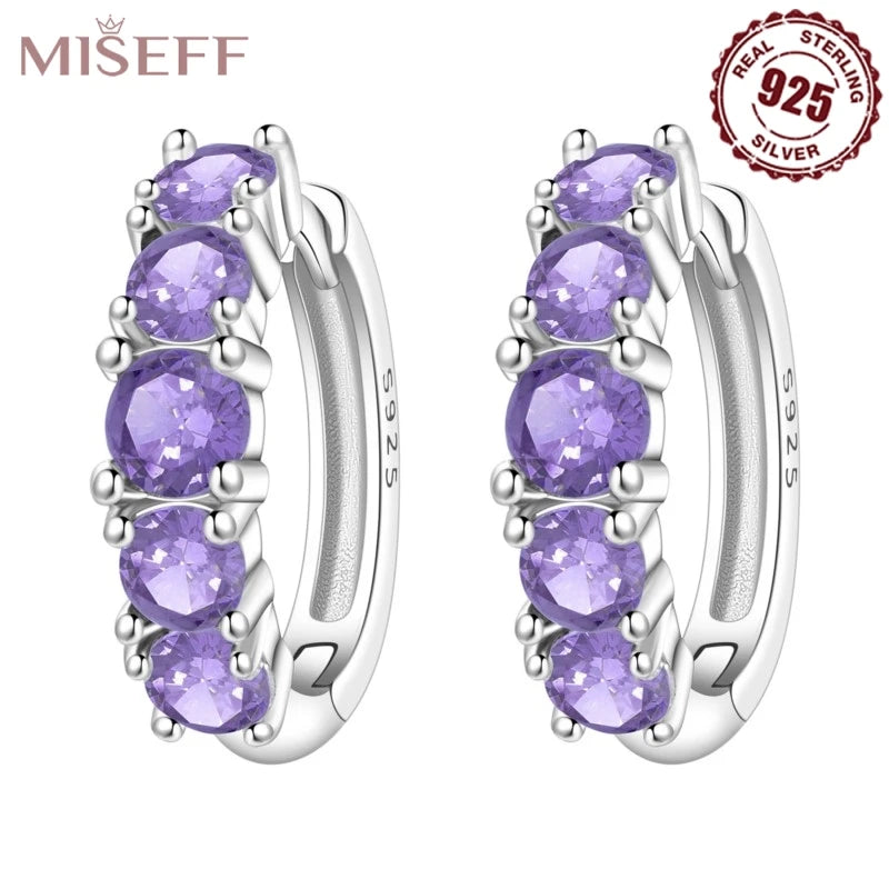 MISEFF Original 925 Sterling Silver Earrings 2025 Hoop Earring Crystal Earings For Women Simple Round Zircon Earing Jewelry