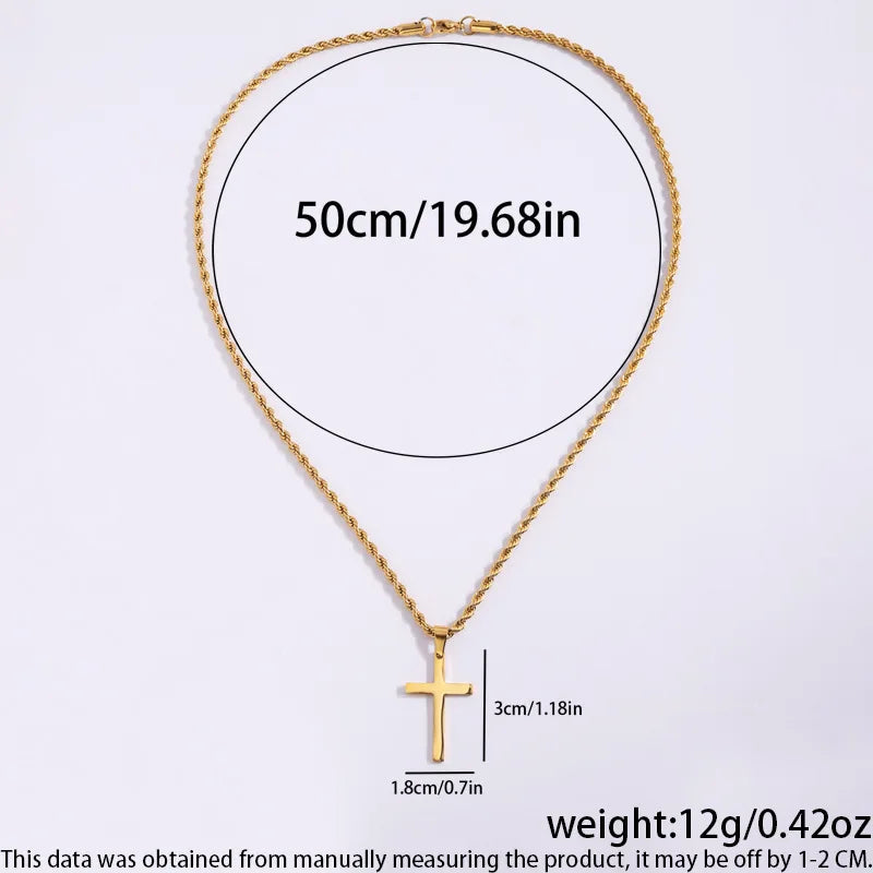Fashion Cross Stainless Steel Necklace for Women Men Gold Color Pendant Stainless Steel Jewelry Collares Gifts Sweater Necklace