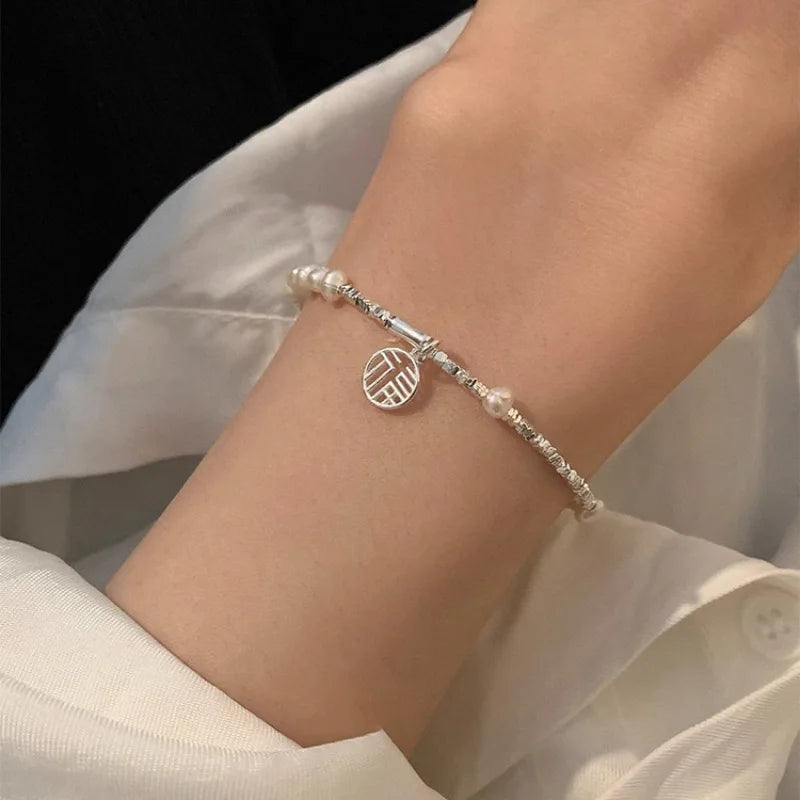 VENTFILLE 925 Sterling Silver Double Layer Pearl Bracelet for Women Girl Design Bead Korean Jewelry Dropshipping